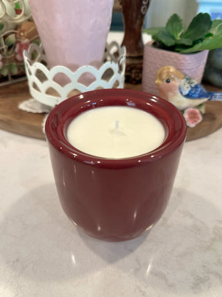 Teacup Candle - burgundy with lid