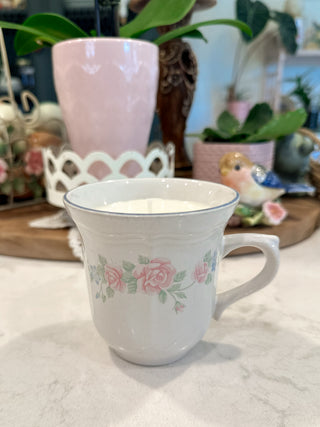 Teacup Candle - white roses